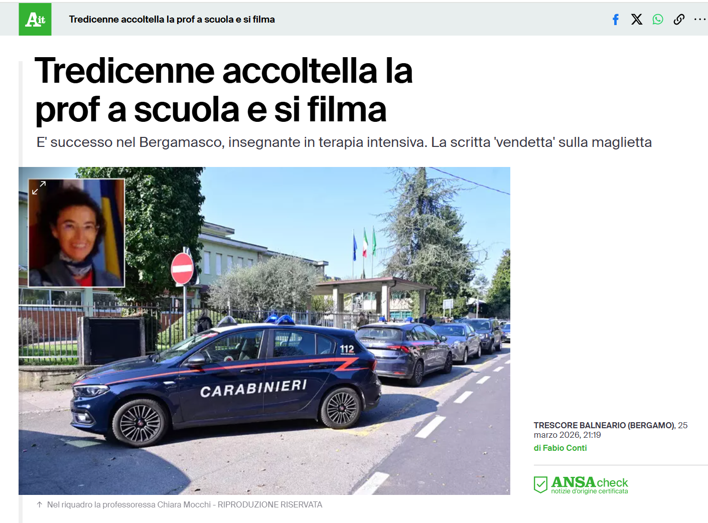 2026.10.25 13enne accoltella prof e si filma 13enne accoltella prof e si filma - notizia Ansa